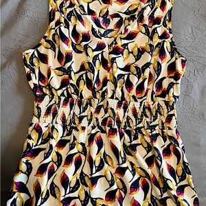 Sleeveless Banana Republic Blouse in Cream, Navy & Magenta